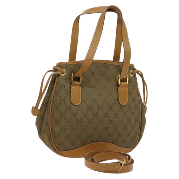 GUCCI GG Canvas Hand Bag 2way Beige Gold 000 3444 0282 Auth fm4624 - Picture 1 of 16
